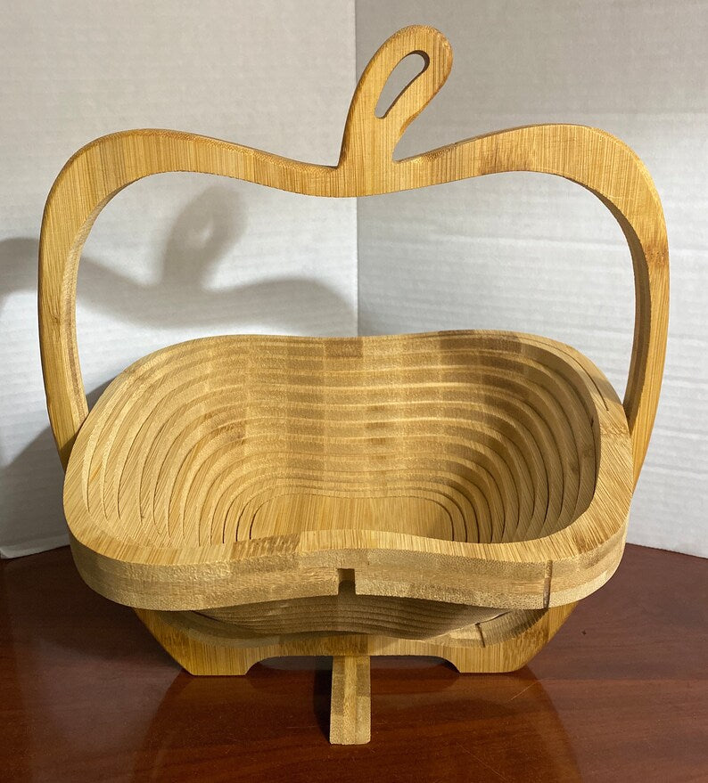 Panier Pliable en Bois – Design Pomme Élégant