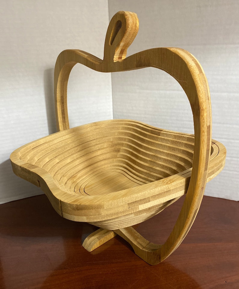 Panier Pliable en Bois – Design Pomme Élégant
