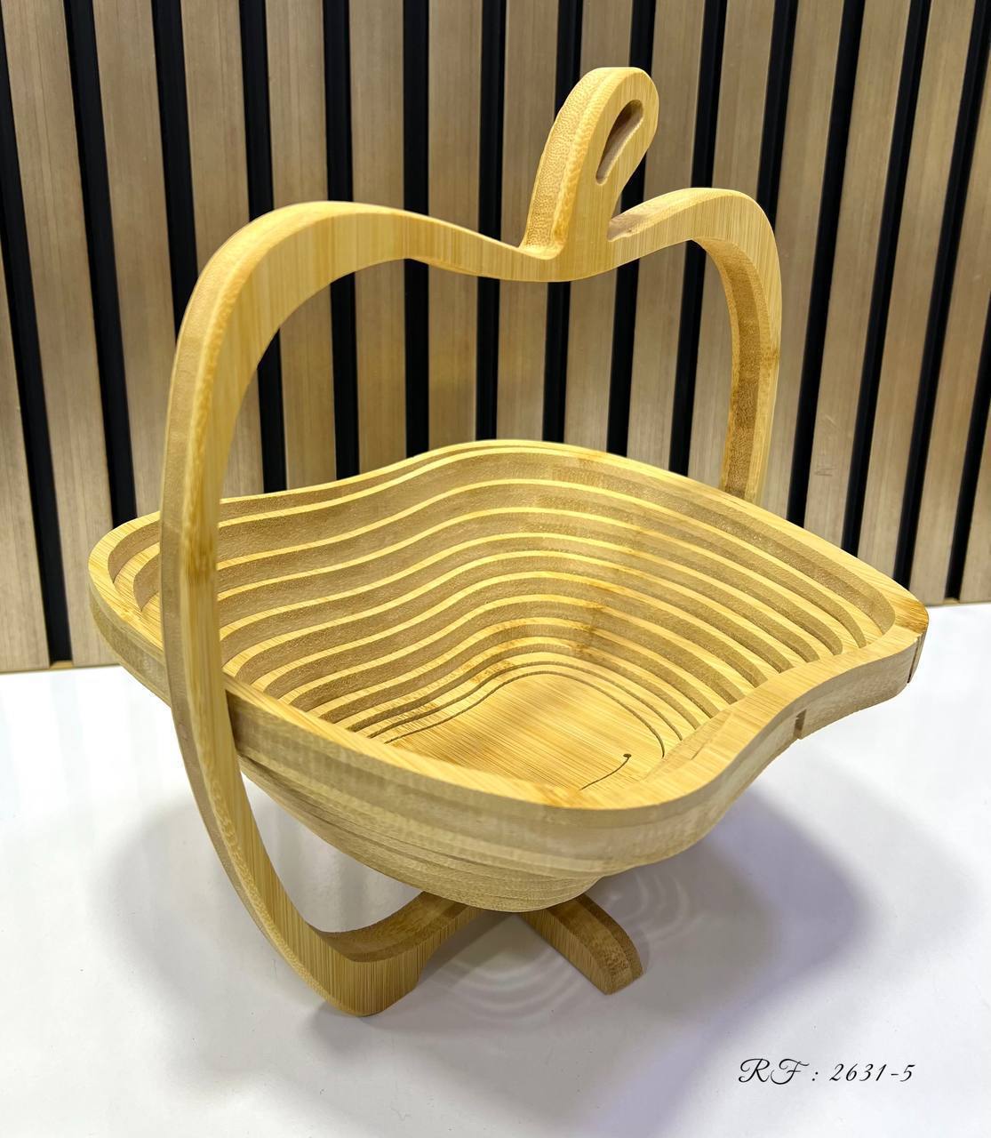 Panier Pliable en Bois – Design Pomme Élégant